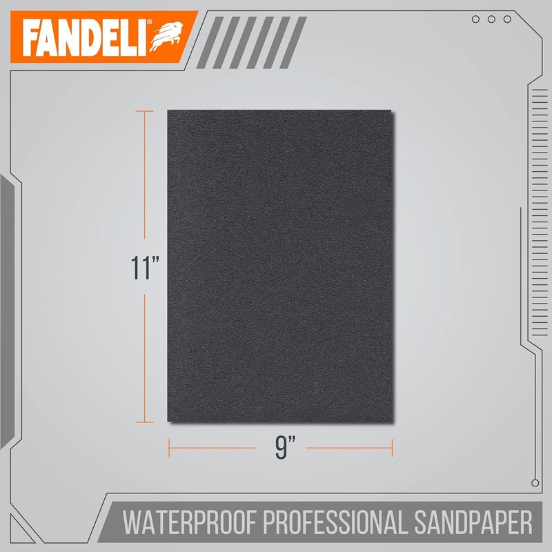 Fandeli | Waterproof Sandpaper | 1000 Grit | 25 Sheets 9'' x 11'' | For Car Polishing, Wood Furniture Sanding and Metal Sanding | Water Resistant - Image 3